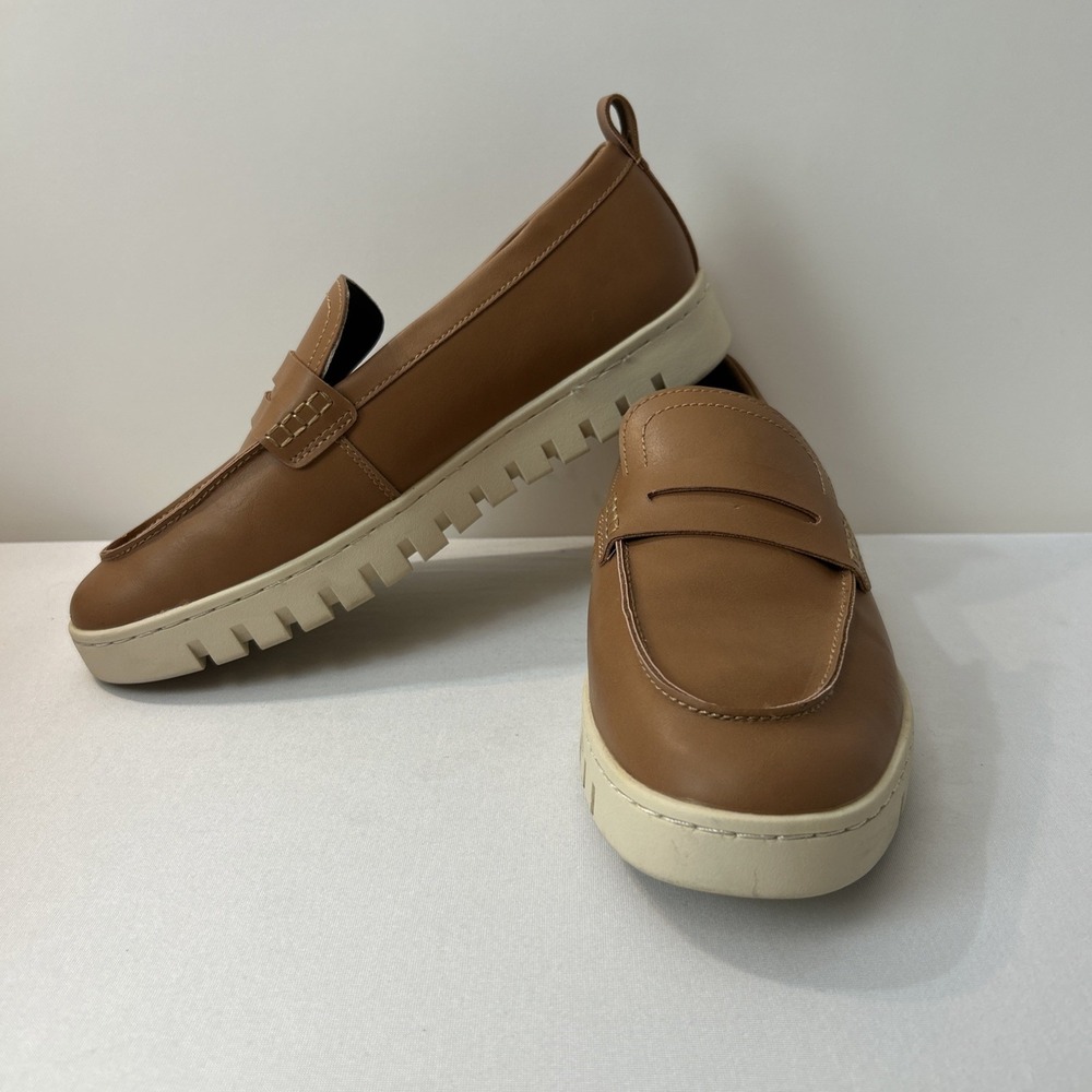 Dream Pairs Tan Penny Loafer Womens Size 8 Chunky Slip On Arch Support Preppy